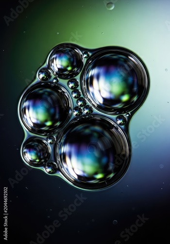 Detailed closeup of translucent water beads on a dark background, highlighting crystalline patterns and elegant light reflections on surface, shadow, closeup, contrast