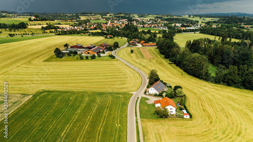 Traditional Bavarian village with red tile roofs