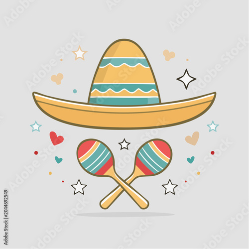 Sombrero and Maracas Illustration