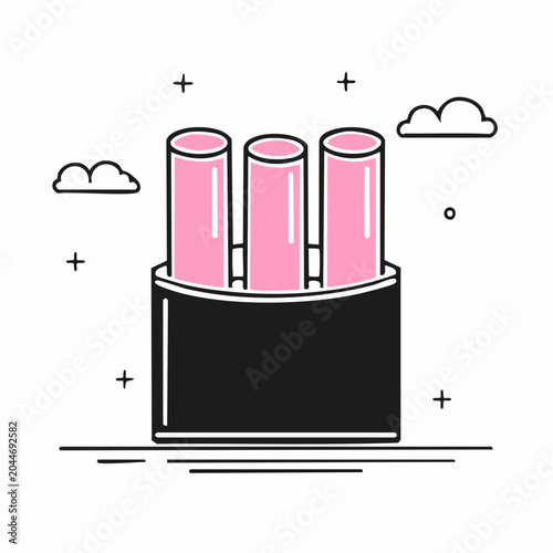 Three Pink Lipsticks in Black Holder Icon