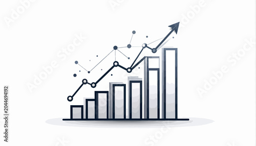 Business graph showing growth trend with increasing bars and lines