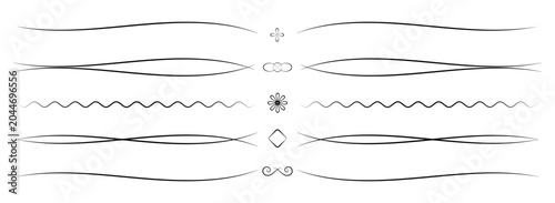 Design elements set: vintage dividing lines for text, website, black, PNG available, vector.