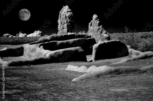 Full, moon High Contrast Casa Grande National Monument Black and White