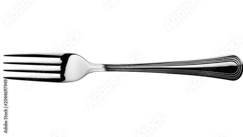 Fotografía Polished metal four-tined dinner fork with fluted handle