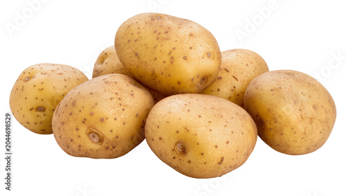 Foto Heap of fresh raw potatoes with brown skin and eyes