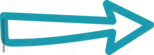 Canvas-taulu Hand-drawn teal arrow pointing right on black background representing direction, progress, and navigational movement forward