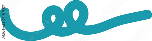 Minimalist abstract teal wavy line with loops isolated on a solid black background graphic design.