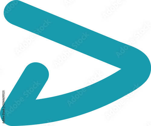 Abstract teal geometric pixelated shape resembling a right arrow or bracket symbol on black background