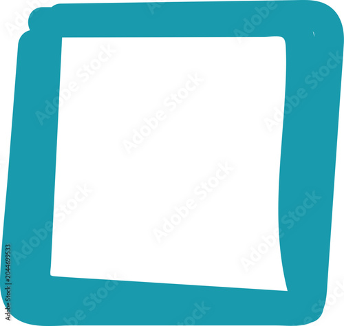 Cyan rounded rectangle frame icon on a black background for digital interface and graphic design