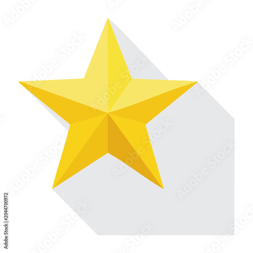 Golden star icon with long shadow