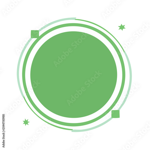 Green circle frame with abstract elements on transparent background