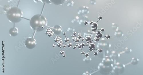 Alifedrine rotating 3d molecule, molecular structure of bronchodilator agent seamless video
