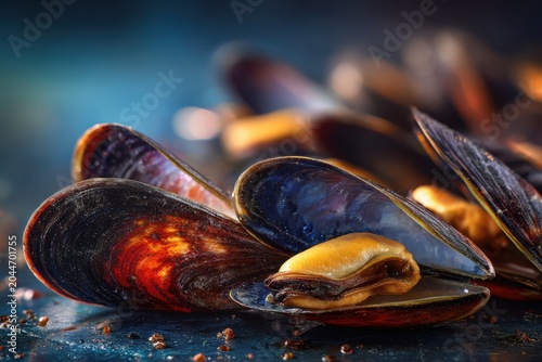 Mussels on Dark Surface
