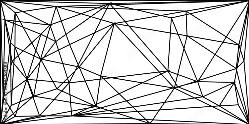 Obraz premium Abstract geometric background with black lines forming a complex triangular mesh pattern.