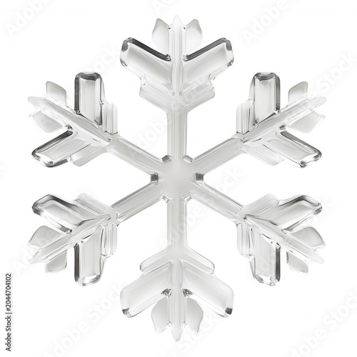 Glass snowflake crystal structure symbolizing clear winter holiday season on decoration background transparent
