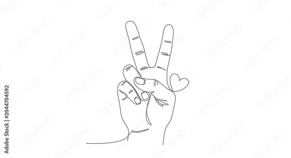 Fototapeta premium Hand Drawing Peace Sign with Heart