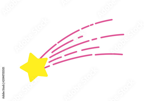 Tableau sur toile ピンク色の点線の尾を引くかわいい流れ星