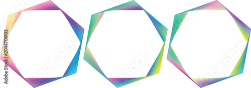Tableau sur toile Abstract geometric octagon frames vibrant color spectrum gradient lines art modern background design