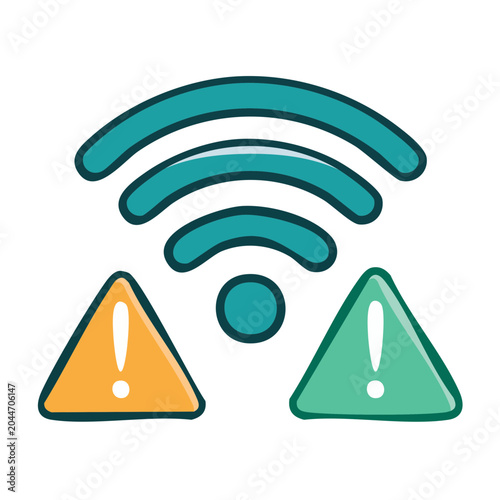 Wifi signal with warning and information signs