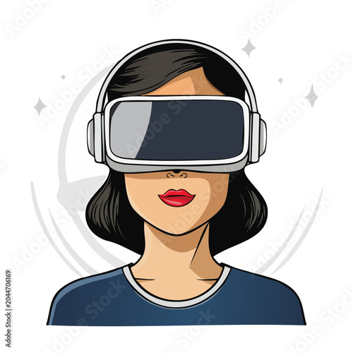 Woman Wearing Virtual Reality Headset