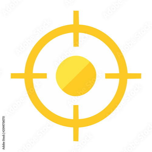 Yellow target icon with flat design style