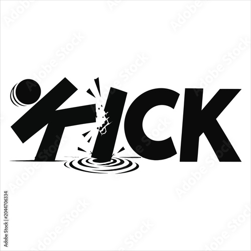 KICK Typography Silhouette Vector Design - Bold Black Impact Text Illustration.