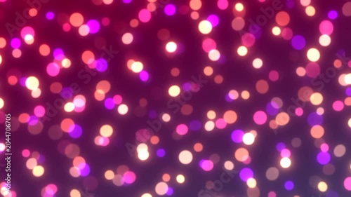Bokeh circles of pink, purple, and orange light create a festive atmosphere that fills the frame with a soft, out-of-focus aesthetic ideal for celebratory backgrounds and social media design.