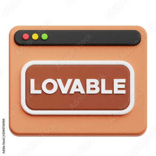 LOVABLE AI Tools 3D Icon Isolated On The Transparent Background