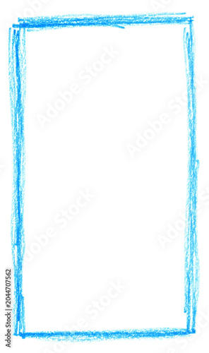 Cyan color pencil frame, PNG isolated