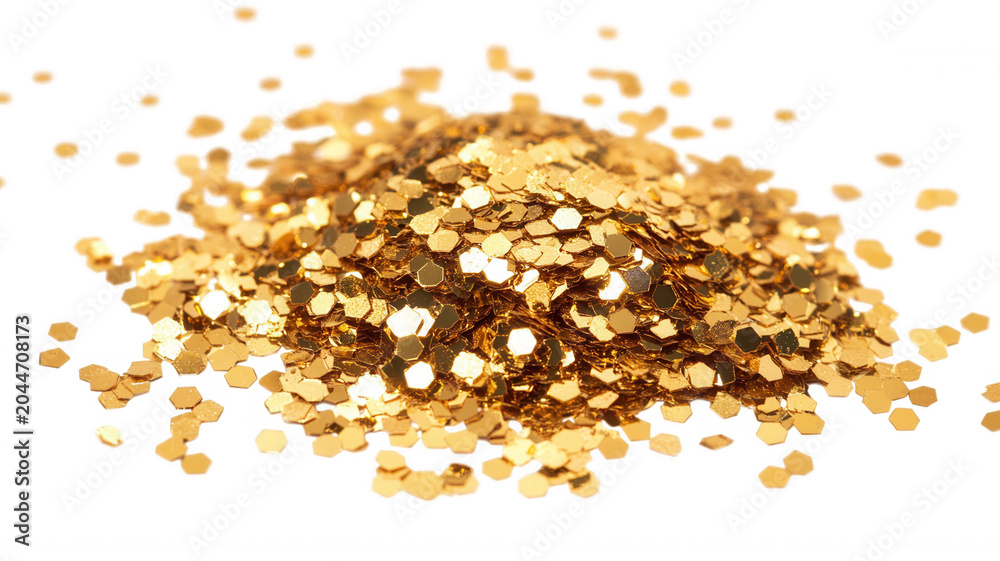 Fototapeta premium Golden glitter background, abstract gold confetti texture representing luxury, celebration, and transparent triumph with background