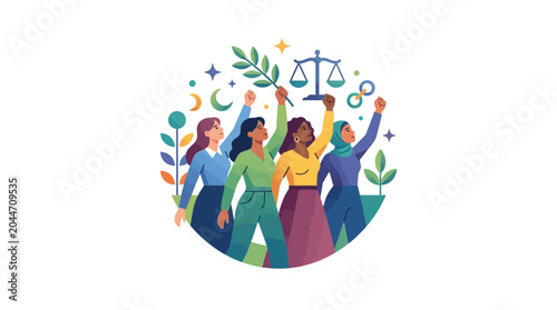 Принти на полотні Diverse Group of Empowered Women Standing Together for Equality and Justice