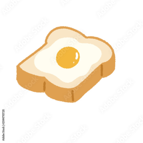     Breakfast Toast with Fried Egg Illustration
