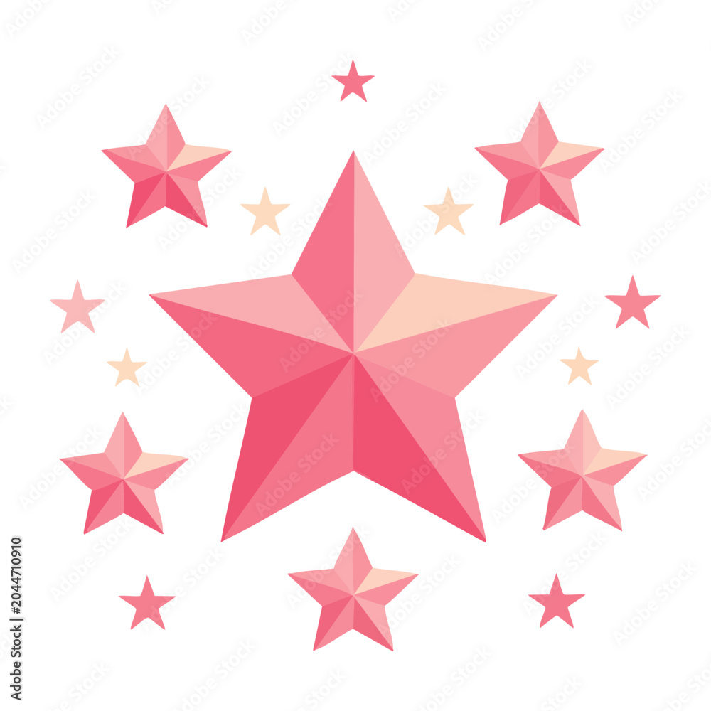 Obraz premium Pink stars on a white background