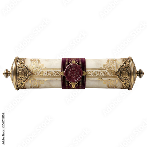 Antique diploma scroll with ornate seal isolated luxury design