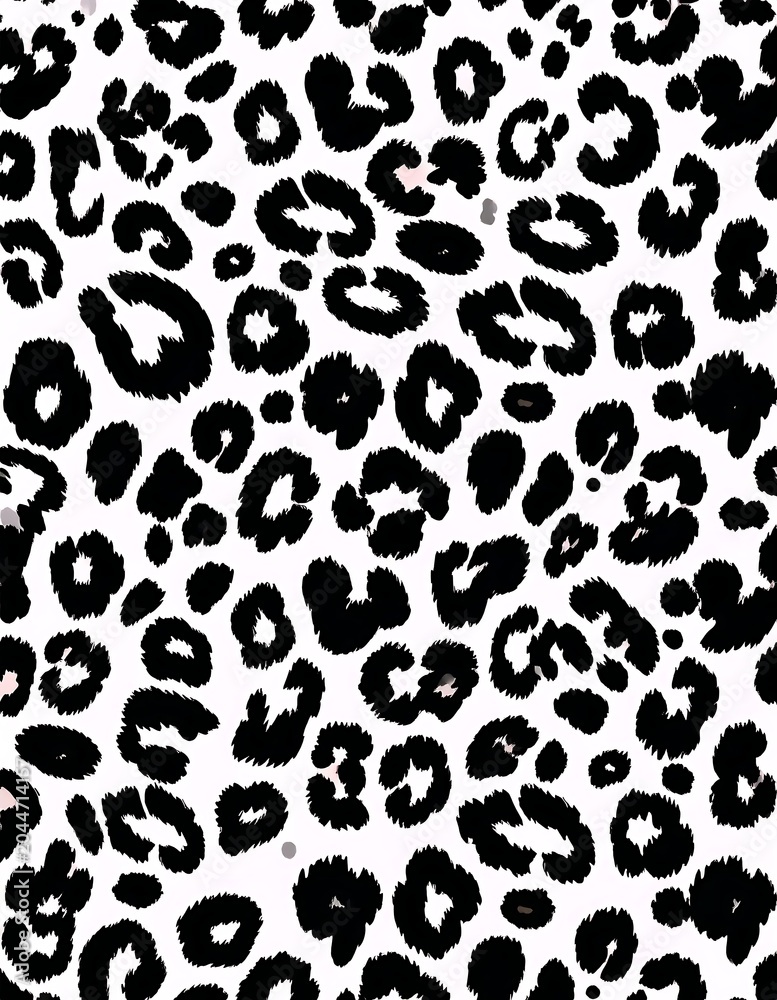 Fototapeta premium Bold Black Leopard Spot Pattern Covering White Background