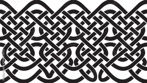Quadro su tela Detailed celtic interlace knot pattern seamless graphic ornament with interlace