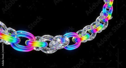Rainbow colored chain link on black background