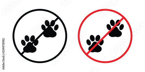 Photography Forbidden dog pet sign editable stroke Line pack