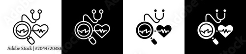 Quadro su tela Diagnosis Icon In Outline And Glyph Styles With Black And White Variations