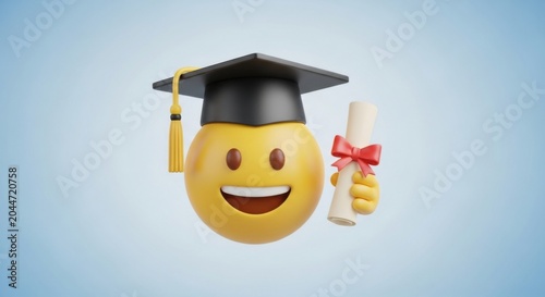 Graduation emoji with diploma and cap