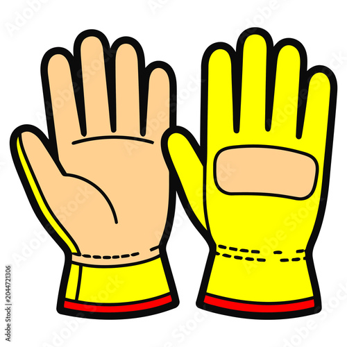 Pair of yellow work gloves for industrial construction and garden protection.