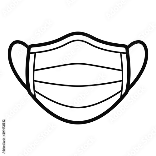 Simple line drawing of a medical surgical face mask.