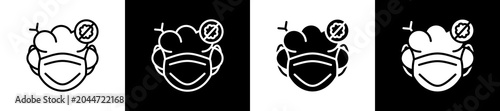 Surgical Mask Icon  In Outline And Glyph Styles With Black And White Variations