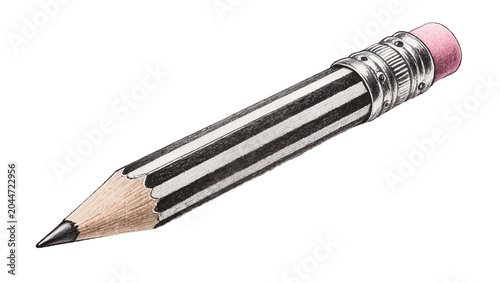 Tableau sur toile Striped pencil with pink eraser and metal ferrule