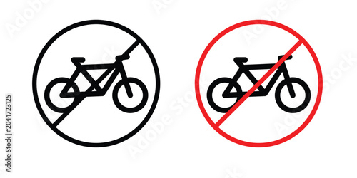 No bicycle sign editable stroke Line pack. Clipart icon set