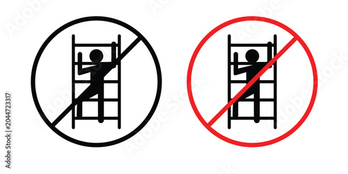 No climbing allowed sign editable stroke Line pack. Clipart icon set