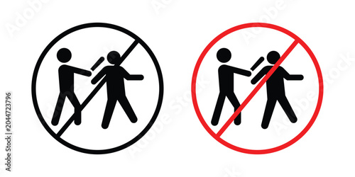 Photos No fight sign editable stroke Line pack. Clipart icon set