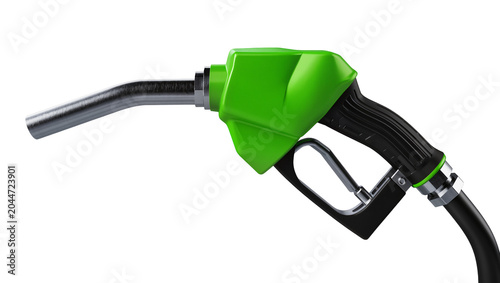 Photos Green and black fuel nozzle with metal spout