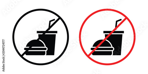 Fotografie No food allowed sign editable stroke Line pack. Clipart icon set