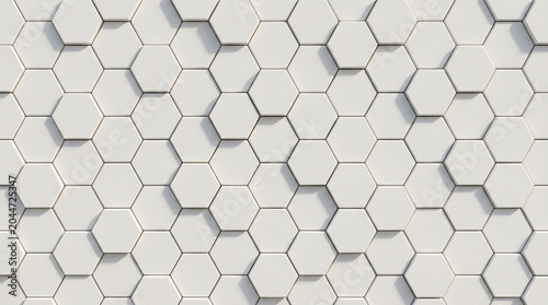 Abstract geometric white hexagonal pattern texture seamless background minimal design